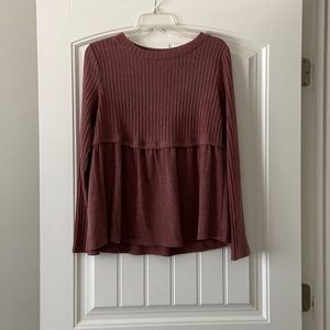Mauve Long Sleeve Knit Peplum Top